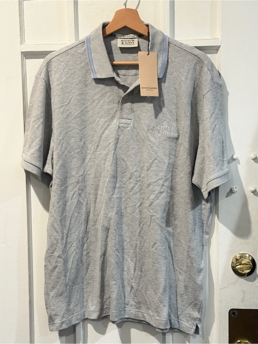 Scotch & Soda Light Gray Polo with Subtle Embroidery